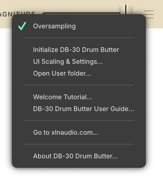DB-30 interface menu
